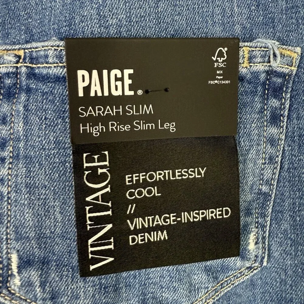 Anthropolgie Paige Cropped Jean Women Blue Sarah Classic Slim High Rise Size 25 - Picture 8 of 11